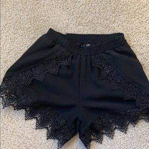 Aqua Bloomingdales black flowy lace shorts size XS